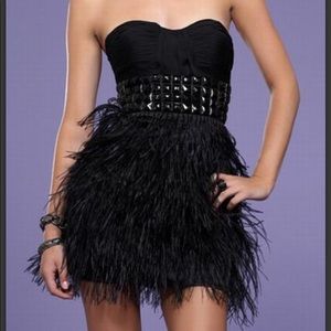 BG Haute Feather Prom Dress with Stud Belt E28028